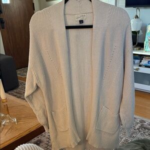 Crown & Ivy Cream Open Front Cardigan